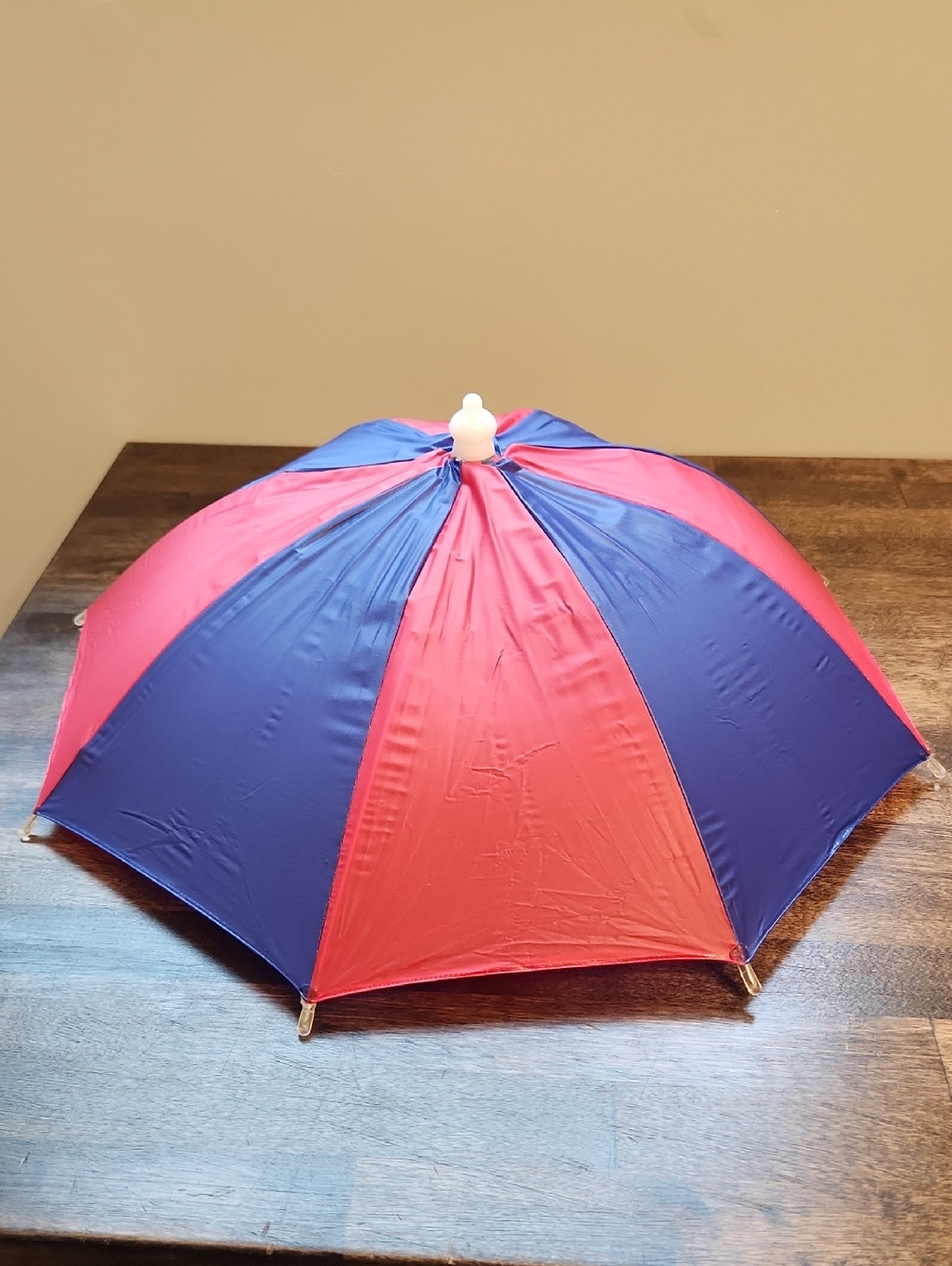Red and Blue Dome Wearable Umbrella Hat